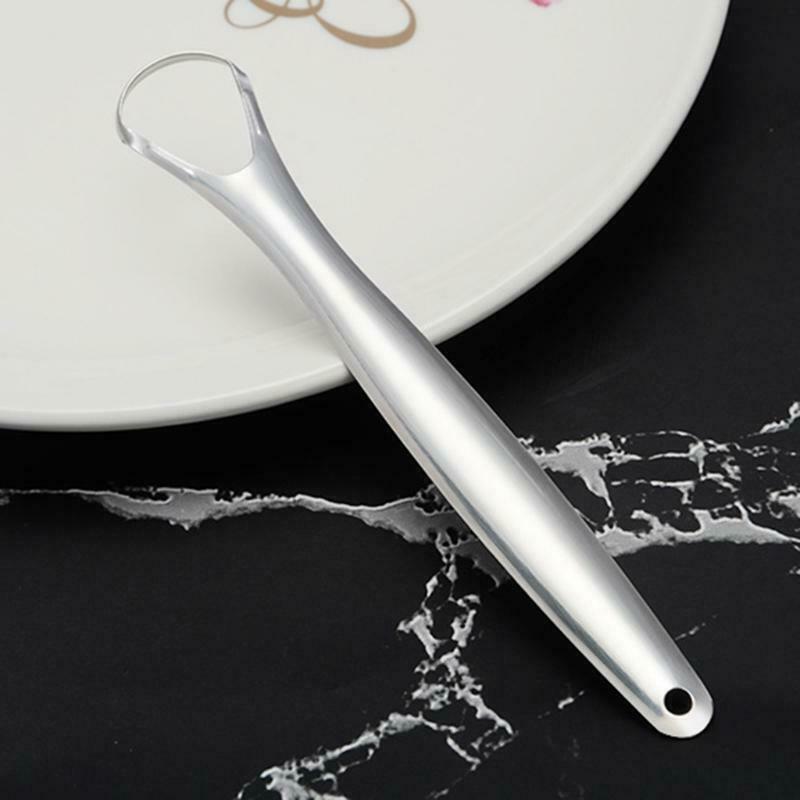 Stainless Steel Tongue Scraper Metal Oral Hygiene Fresh Breath Cleaner Brush