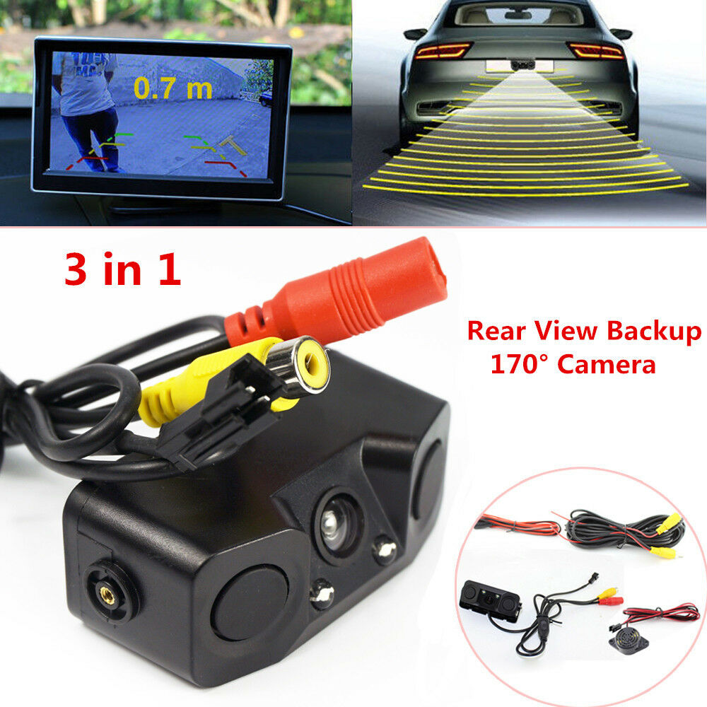 3in1 Car Rear View Backup 170Â° View Angle Camera Parking Reversing Radar Sensor