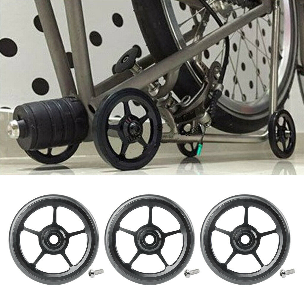3 Pieces Bike Easy Wheels Easywheel for Brompton Cycle Components Black