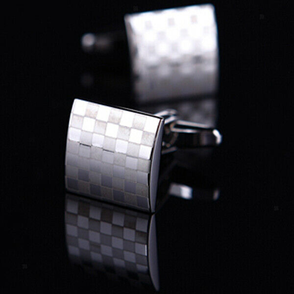 Pair of Checkerboard Cufflinks Cufflinks Groom Wedding Suit Shirt Deco