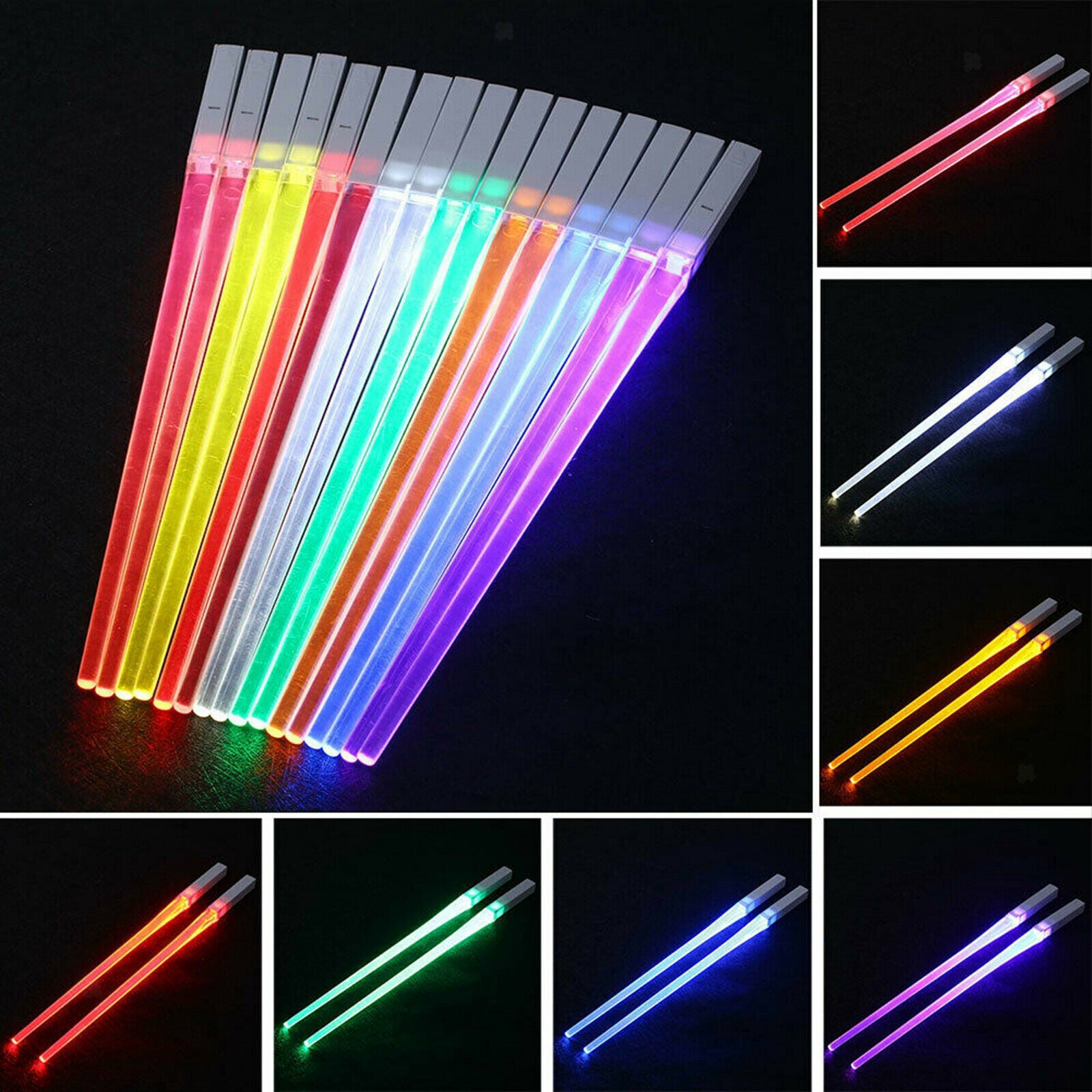 LED Lightsaber Chopstick Reusable Light Up Chopstick Kitchen Party Red