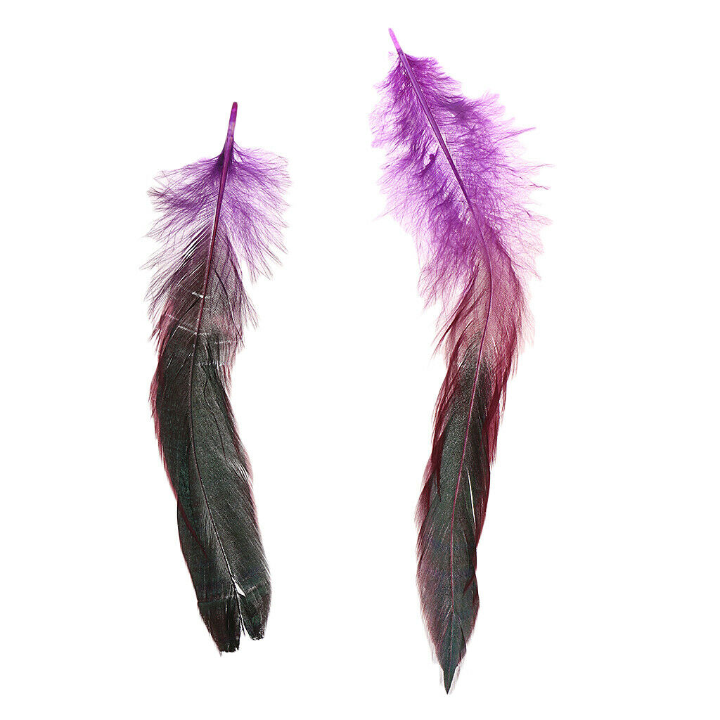 100x Purple Blue Dyed Rooster Feathers Embellishment for DIY Crafts 12-18cm