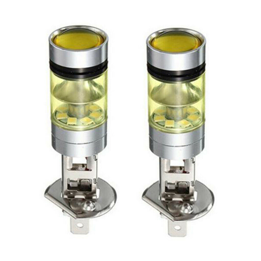 2pcs Fog Lights H1 100W Yellow Projector Lamp Bulbs Duct Car