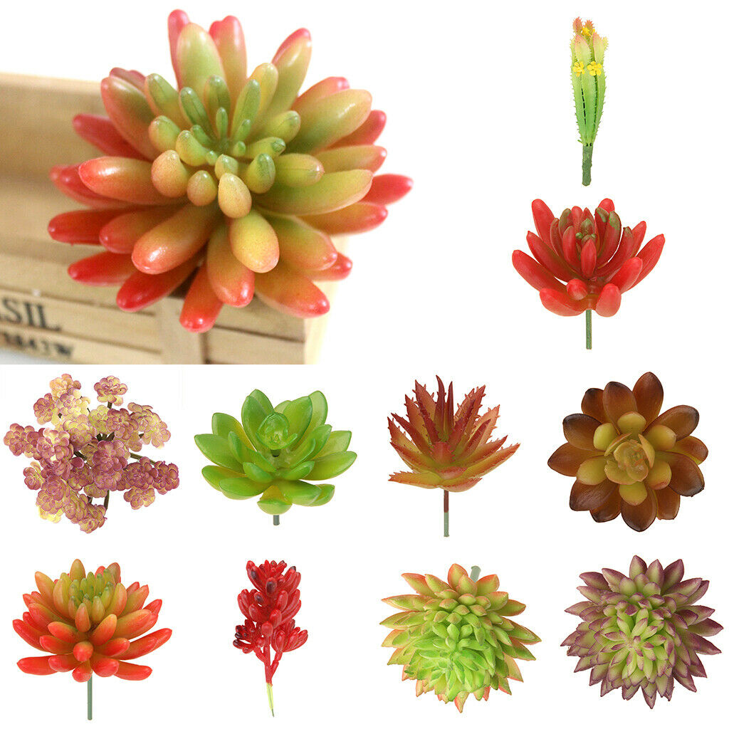 2 Pcs Artificial Stem Succulent Artificial Plant Foliage Home Garden Decor