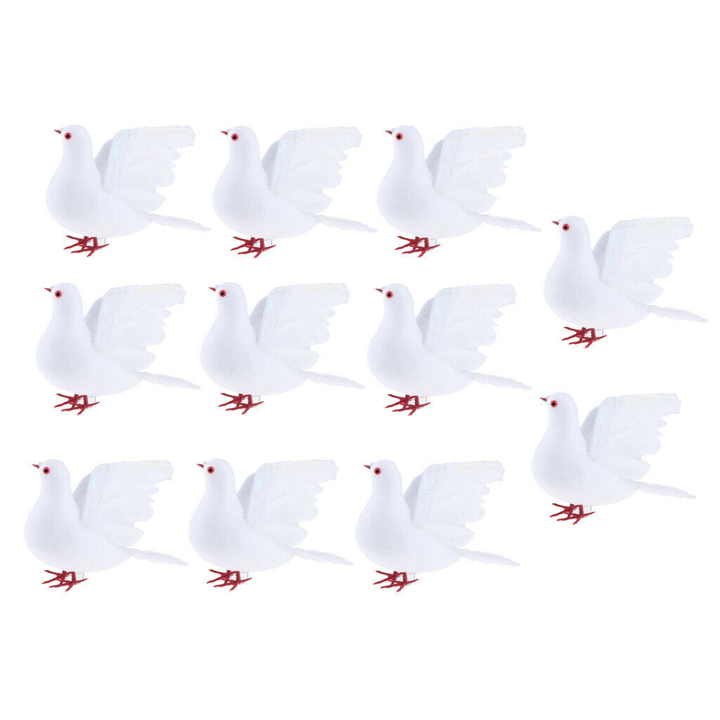 Lots 11 Realistic Artificial White Flying Doves Weddings Decorative Ornament