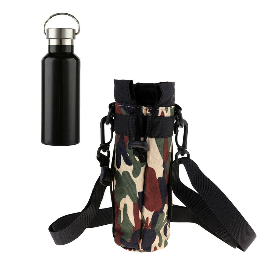 500ml Black Camping Hiking Travel Sport Bottle Water Drinking Vacuum Cup and