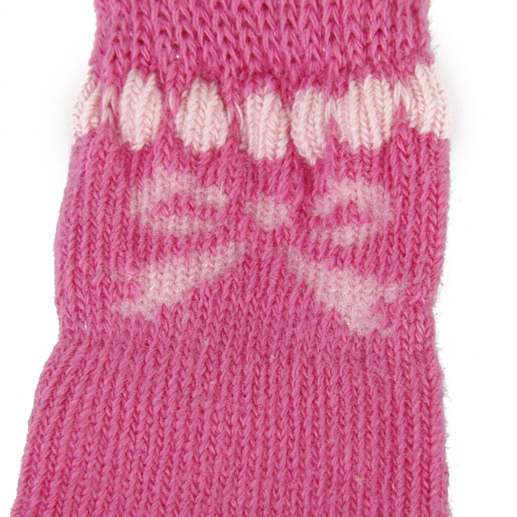 8 Pieces Pink Bowknot Anti-Slip Dog Socks Traction Control for Indoor Wear, Paw