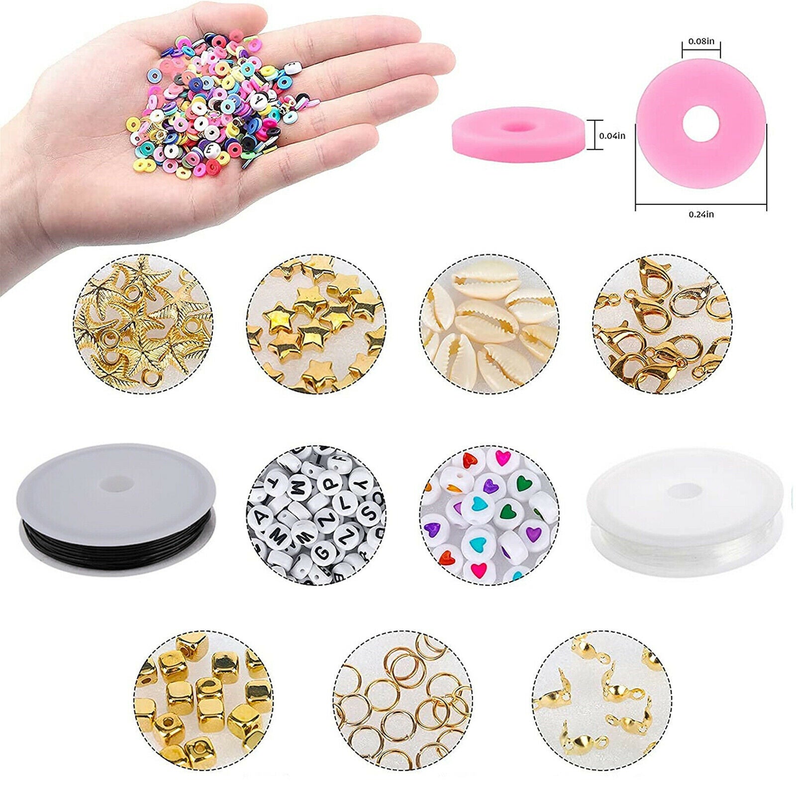Clay Heishi Beads Flat Round Beads for Bracelets Necklace Handmade 6mm