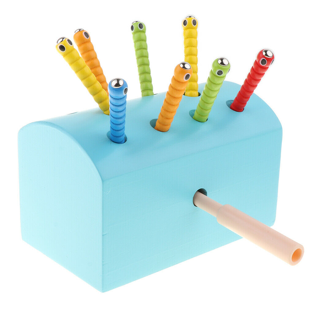 Wooden Magnetic Catch Insects Pretend Fishing Game Toys Kids Baby Toddler