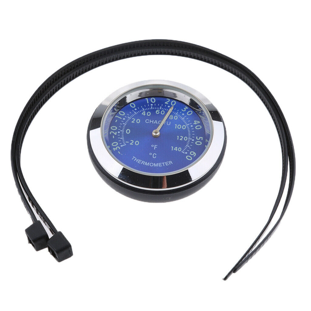 2pcs Motorcycle Bike Dial Meters - Thermometer Hygrometer Waterproof - Blue