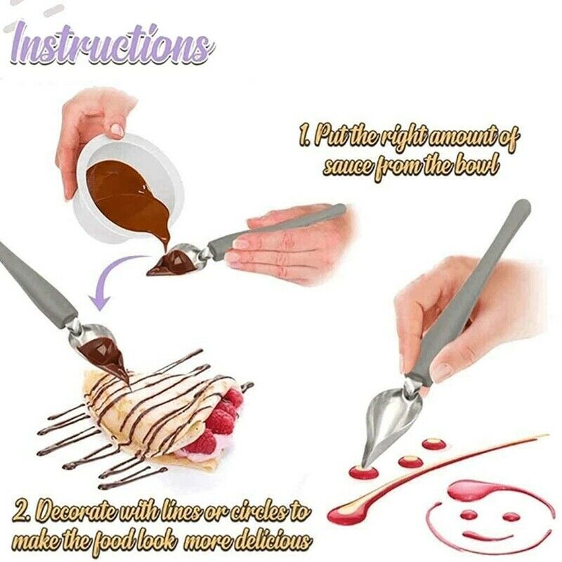 Culinary Ding Decorating Spoon Set, 2 Pcs Saucier Drizzle Spoons,Decorating PeU3