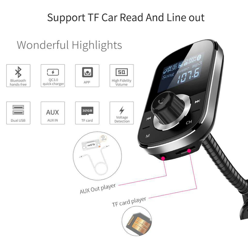 Universal Car  4.2 MP3 Player FM Transmitter QC3.0 USB Charger