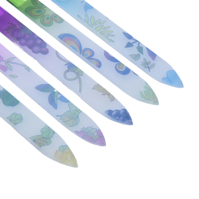 Lovely Crystal Glass Nail File Beauty Nail Arts Practice Tool Random Patter3 Tt