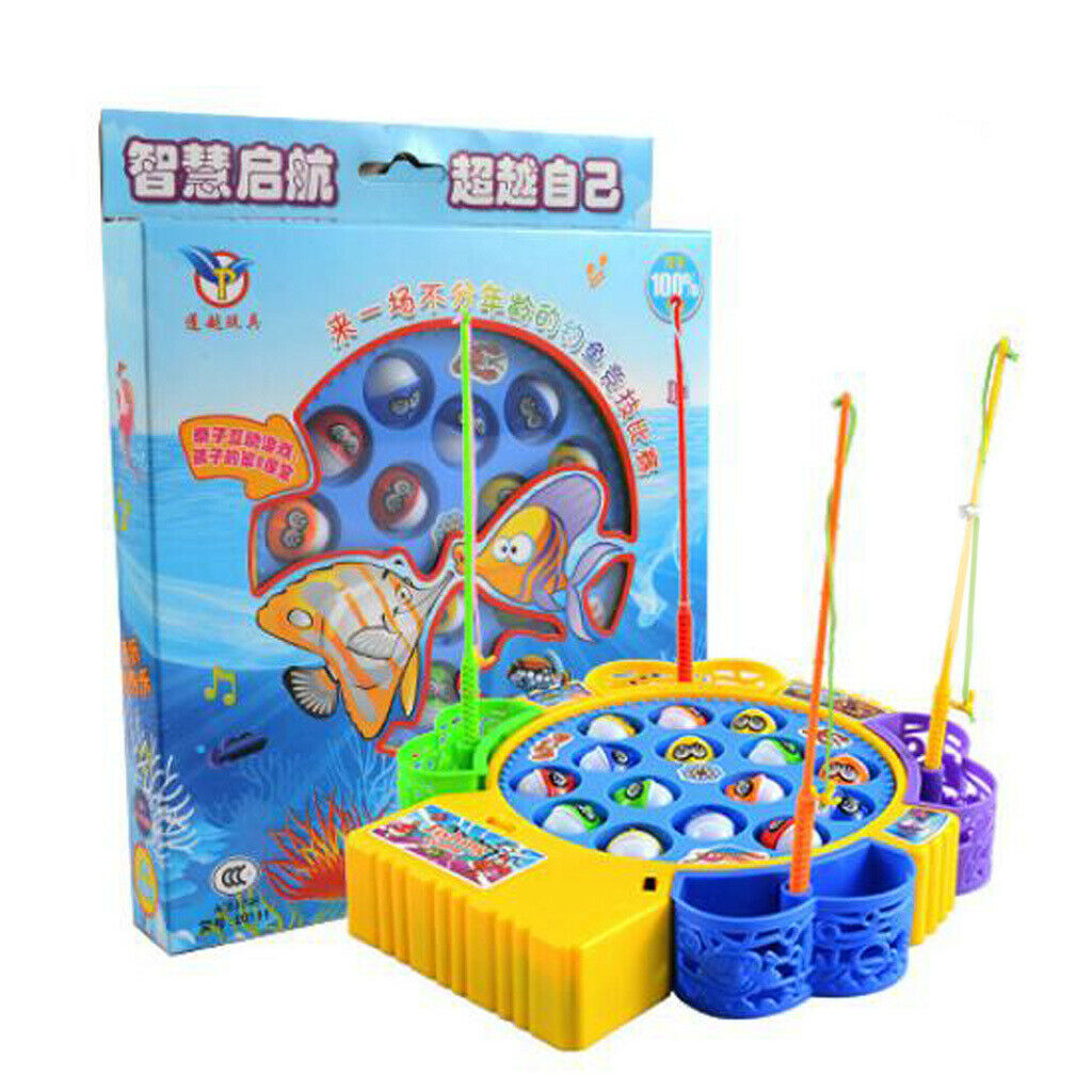 Toddler Musical Magnetic Fishing Game Rotate Board Early Educational Toys