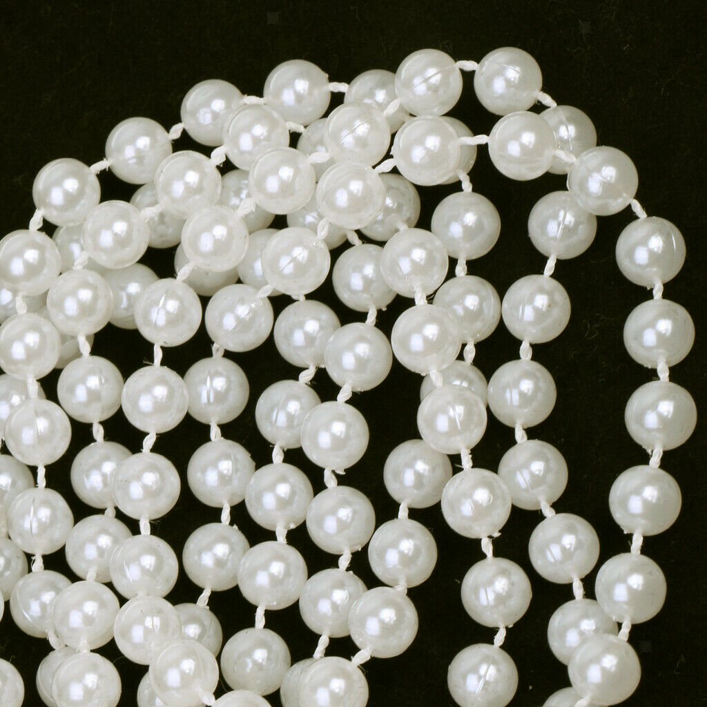 6x Long White Pearls Necklace Flapper Girl Ball Fancy Dress Costume Decor