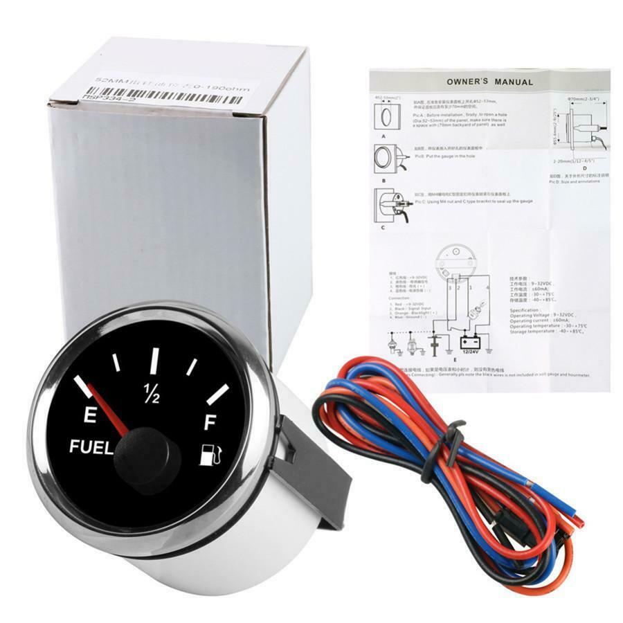 2'' Fuel Level Gauge 12V / 24V 240-33 ohms For Car Boat Marine Yacht Truck SUV