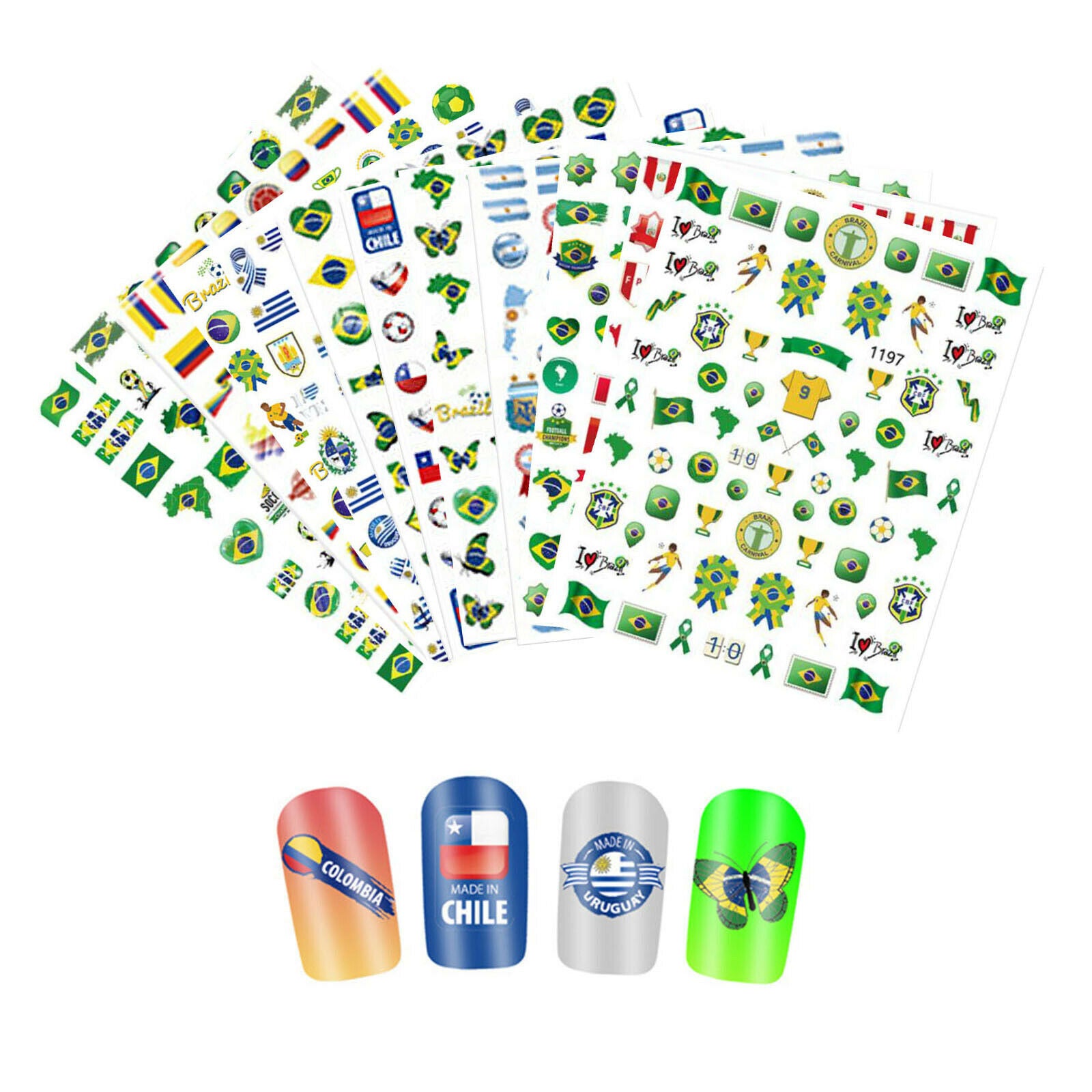 Football Elements Designs Pattern Nail Art Stickers Nails Decals Sheet Decor