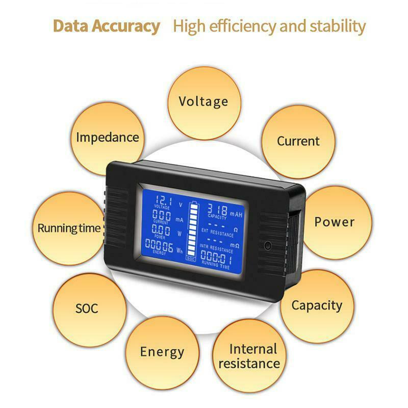 0-200V 300A Voltmeter Ammeter Digital Battery Tester Built-In Shunt Capacity RC9