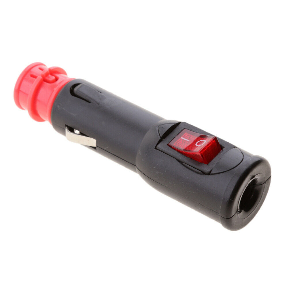 Heavy duty 12V plug cigarette lighter adapter power supply with switch.
