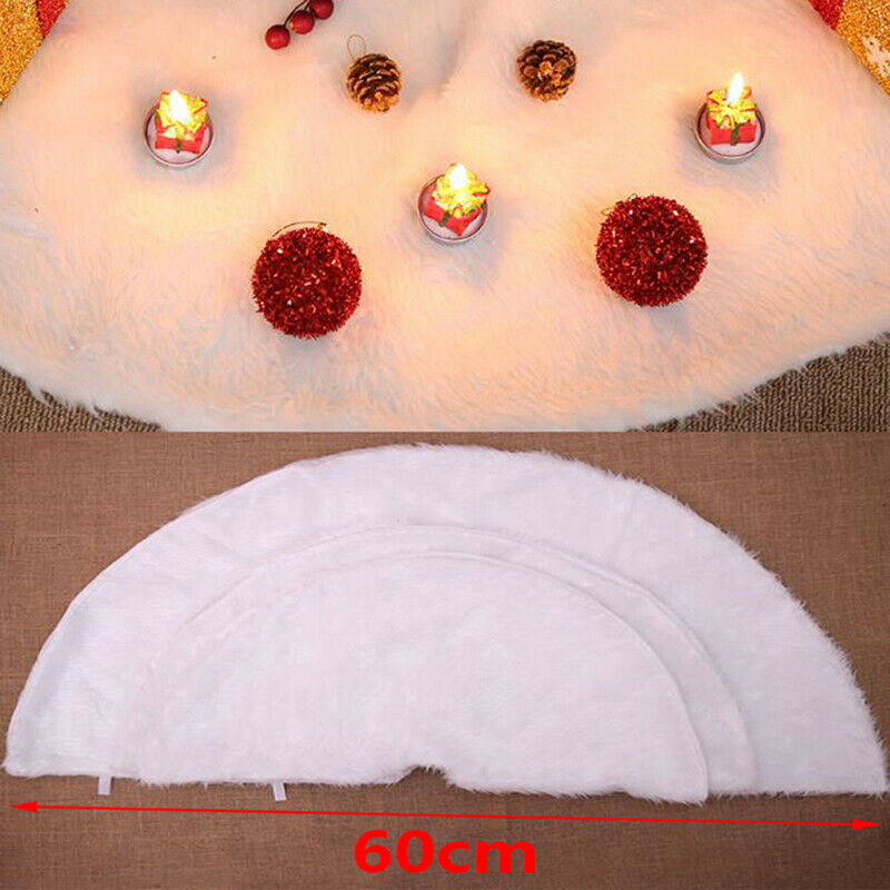 White Plush Christmas Tree Skirt Carpet Merry Christmas Decor New Year Decor EBD