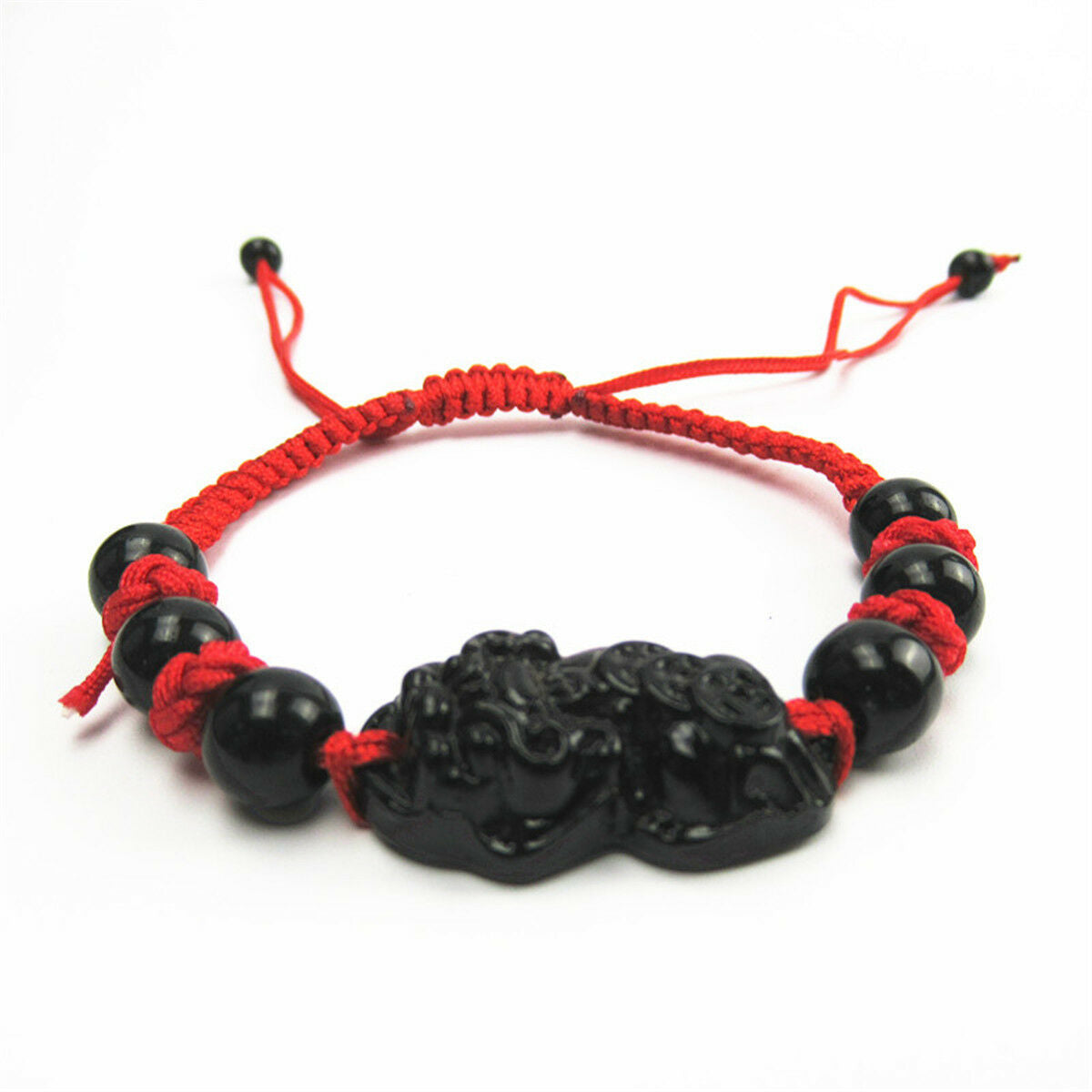 Unisex Obsidian lucky Pi Xiu Brave Troops Wrist Pipe Bracelet Knitting Bead Rope