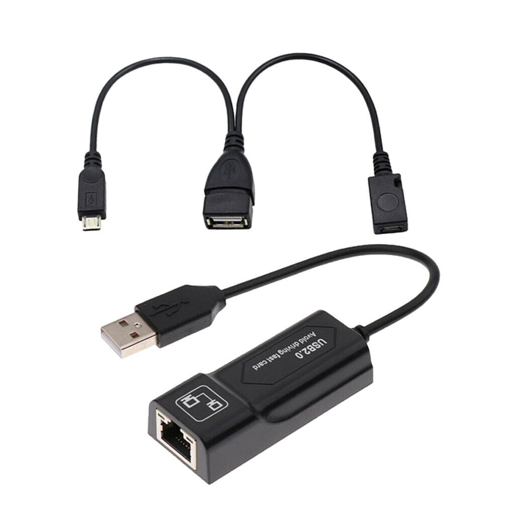 2Piece USB 2.0 to LAN RJ45 Cable & USB Female to Dual Micro USB Port Cable