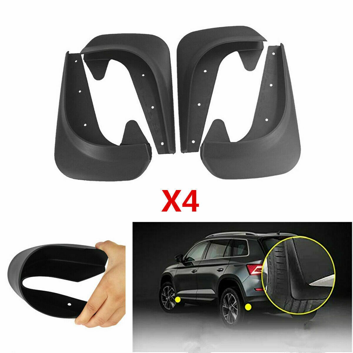 4Pcs Car Fender Splash Guards Mud Flaps Mudflaps Mudgurads Universal EVA Plastic