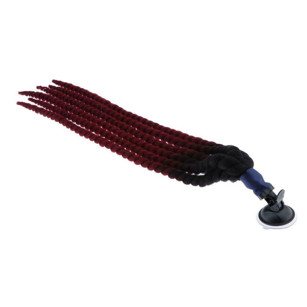 Hand-made Helmet Braids / Ponytail Motorcycle Helmet Wig Hair Wine Red
