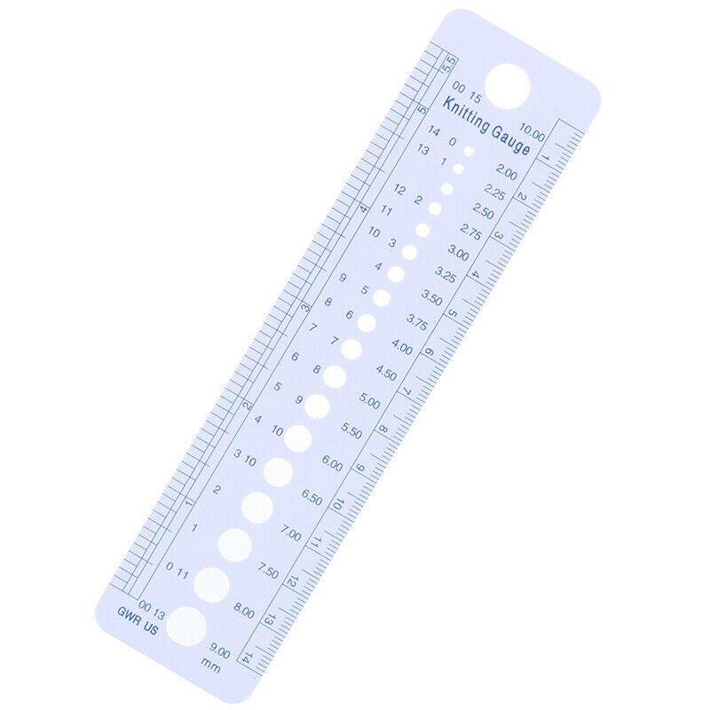 2-10mm Sew Ruler Tools Knitting Needle Gauge Inch cm Ruler Measure Sewing.l8