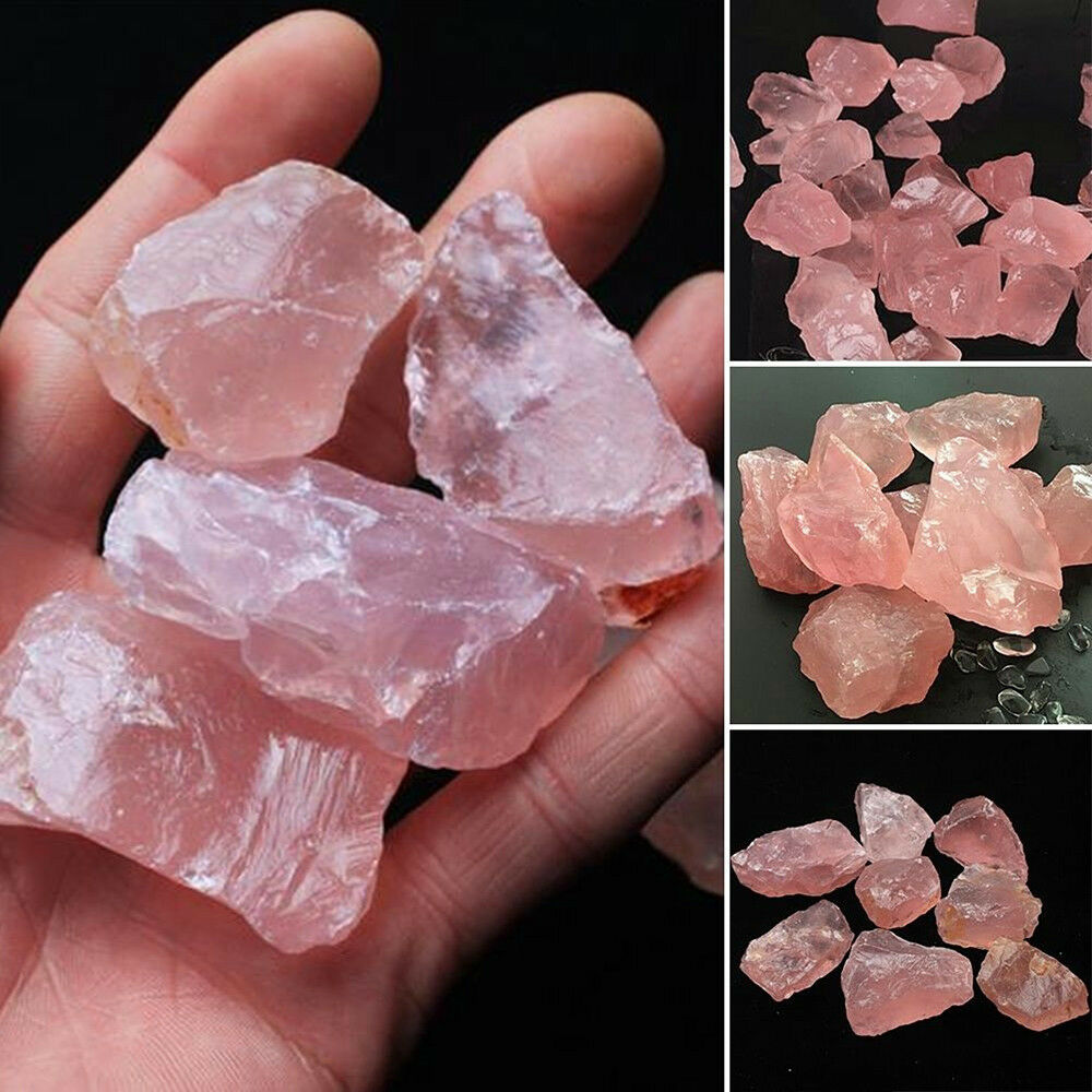 Natural Pink Quartz Crystal Stones Rock Mineral Specimen Healing Collectible HOT