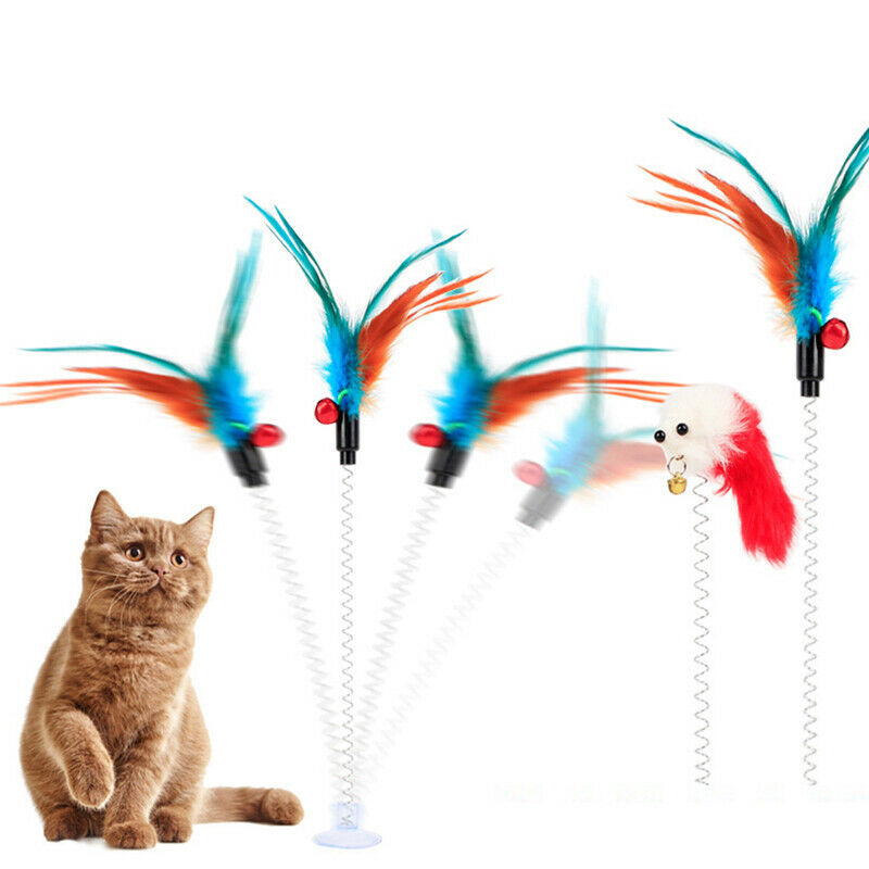 Feather  Cat Toys Feather Funny Cat Shape False Products Bottom Sucker Elastic
