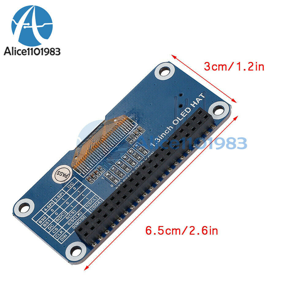 1.3 inch OLED Display HAT Expansion Board For Raspberry Pi 2B/3B for Zero W 4