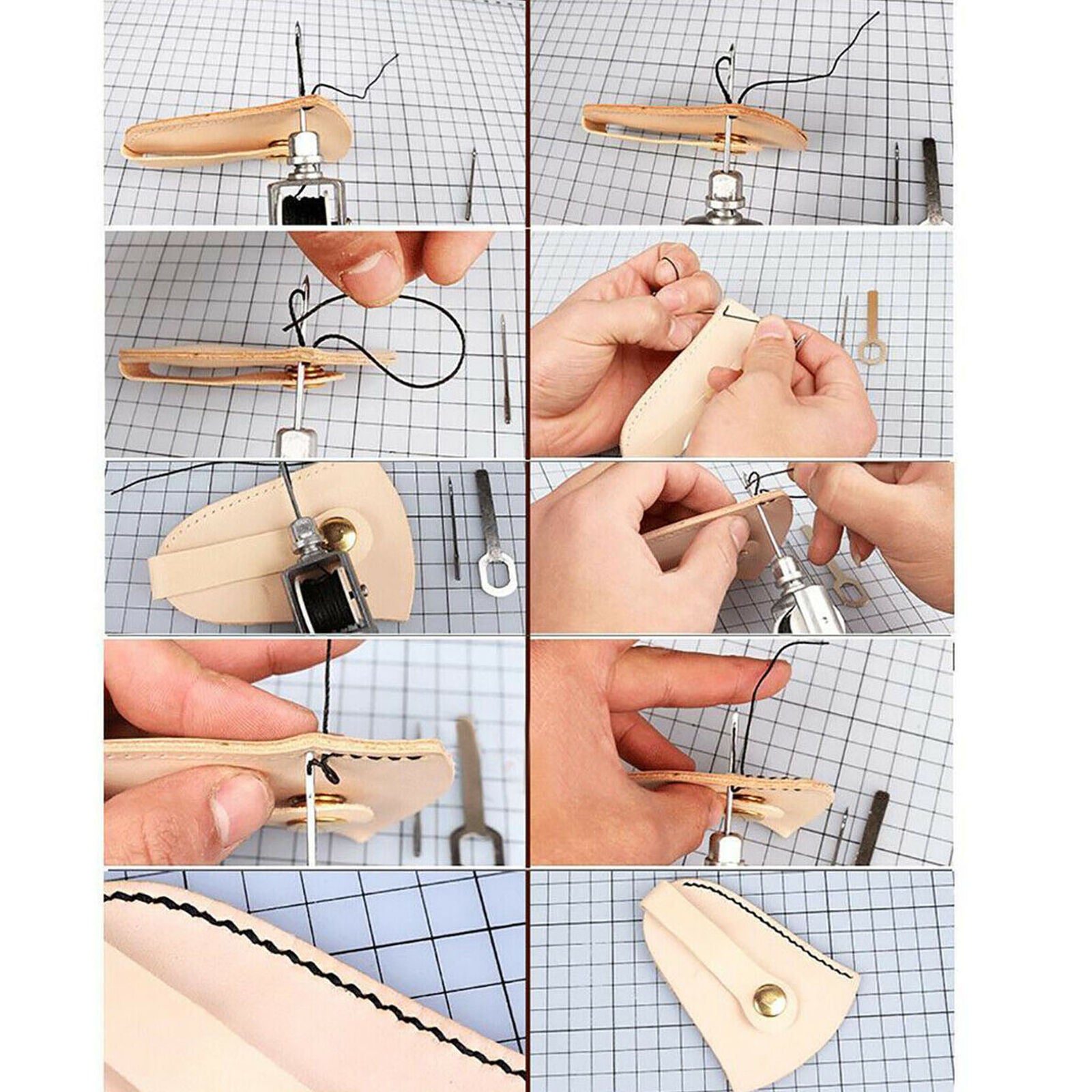 Leather Craft Automatic Lock Stitching Sewing Awl Tool+ Needle+Tightening Wrench