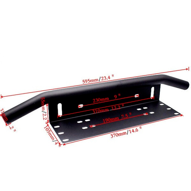 Black Duty Offroad Bumper License Plate Mounting Bracket LED Fog Light