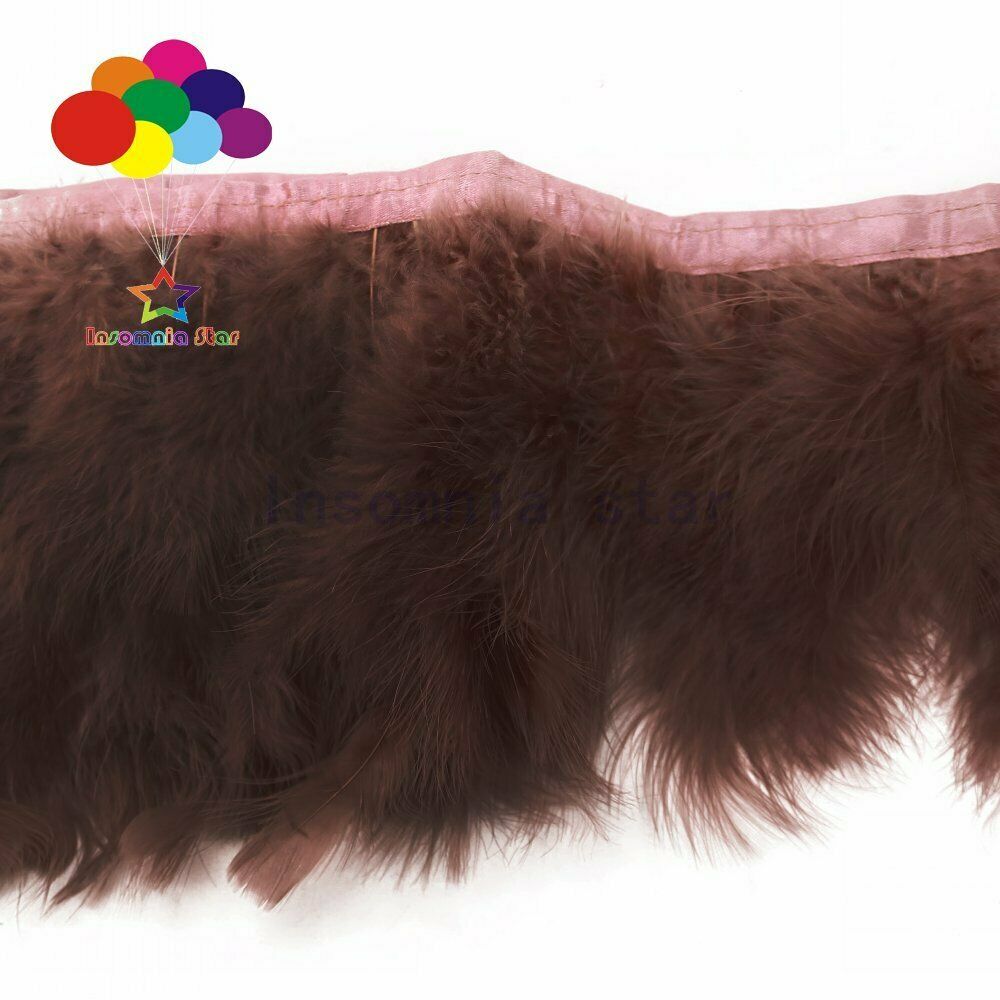 2 Meters Dark Brown Fluffy Turkey feather Trim 6-7INCH Dyed Marabou Ribbon