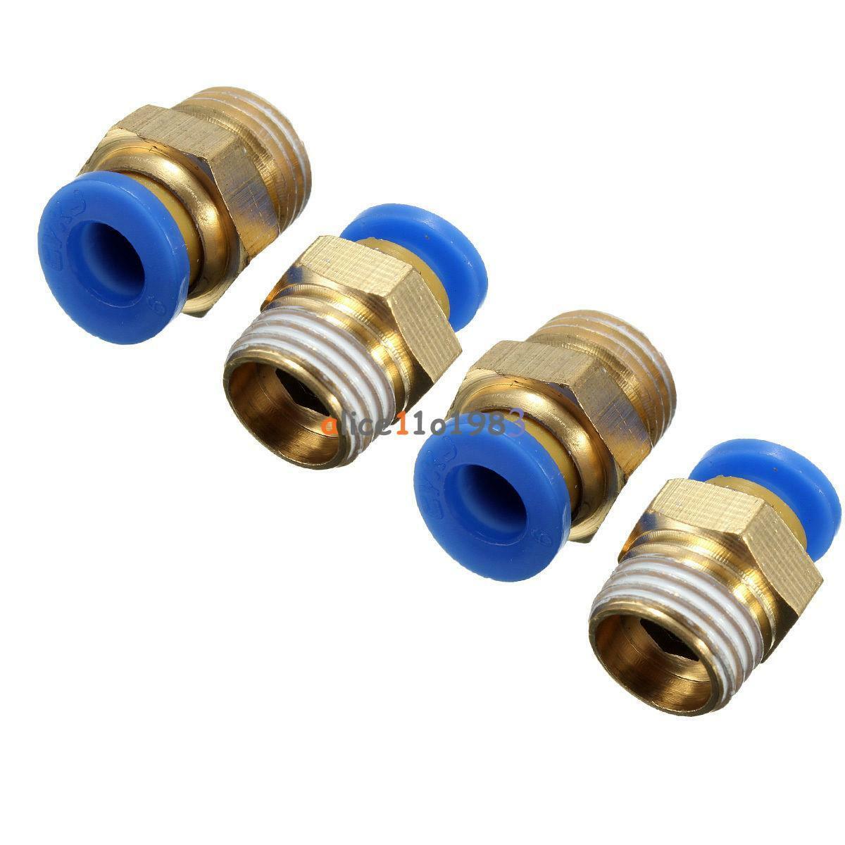 1PC 1/4" 6mm One Push To Connect Fitting Straight Male Connector BSP Thread