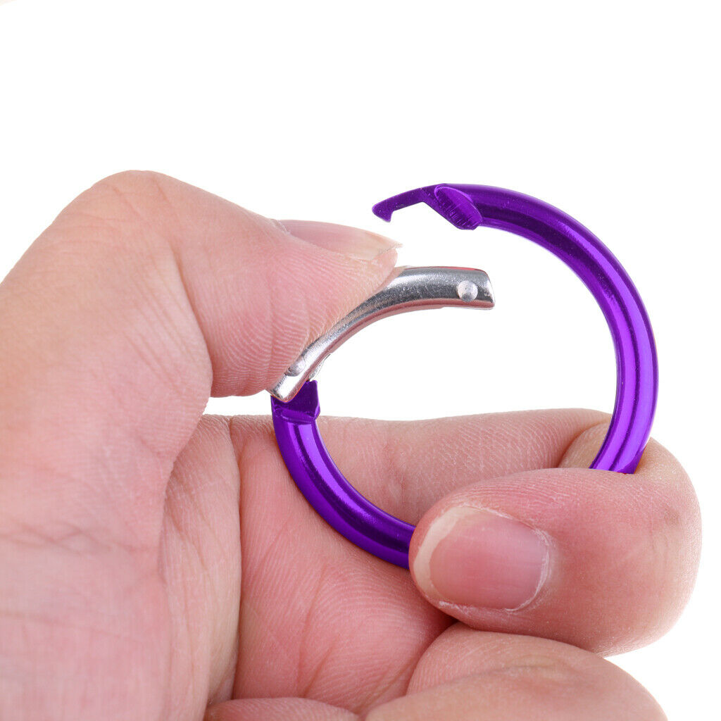 6x Circle Round Carabiner Camp Spring Snap Clip Hook Keychain Camping Purple