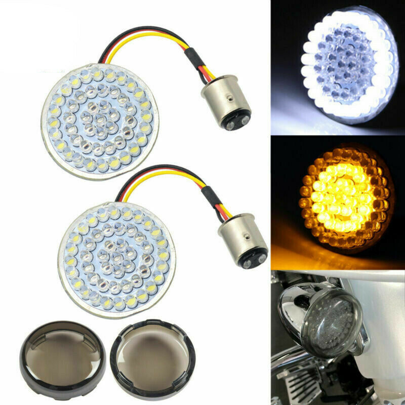 Motorcycle Front LED Turn Signal Indicator Lights Smoke Lens Covers Universal