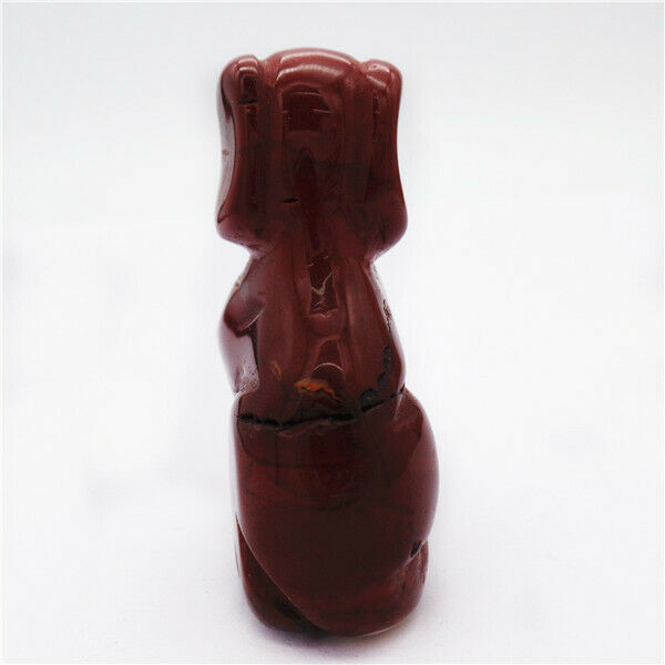 52x31x18mm Natural Red Jasper Carved Dog Decoration Statue Stone Decor HH7953