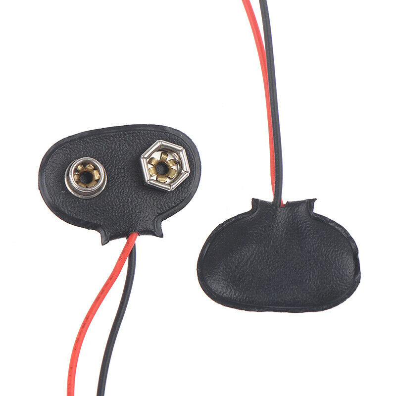 2 Pcs Snap 9V (9 Volt) Battery Clip Connector T Type Black w CableY WF