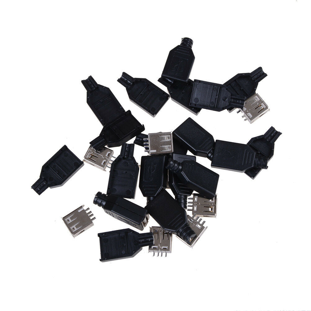 10X USB2.0 Type-A Plug 4-pin female Adapter Connector jack&Black Cover gvP0 WF