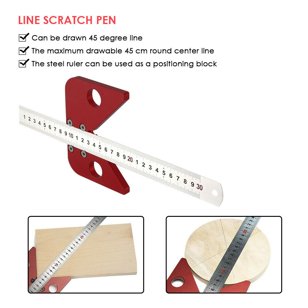 45 Degree Scriber Round Center Line Drawing Ruler Gauge Carpenter Layout Tools