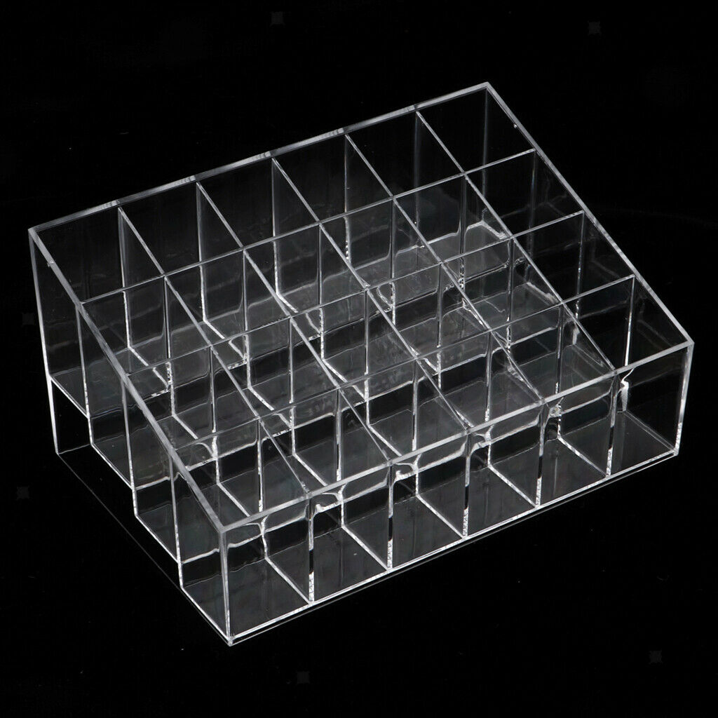 2Pcs Clear Acrylic 24 Slot Lipstick Lip Gloss Brushes Rack Holder Organizer