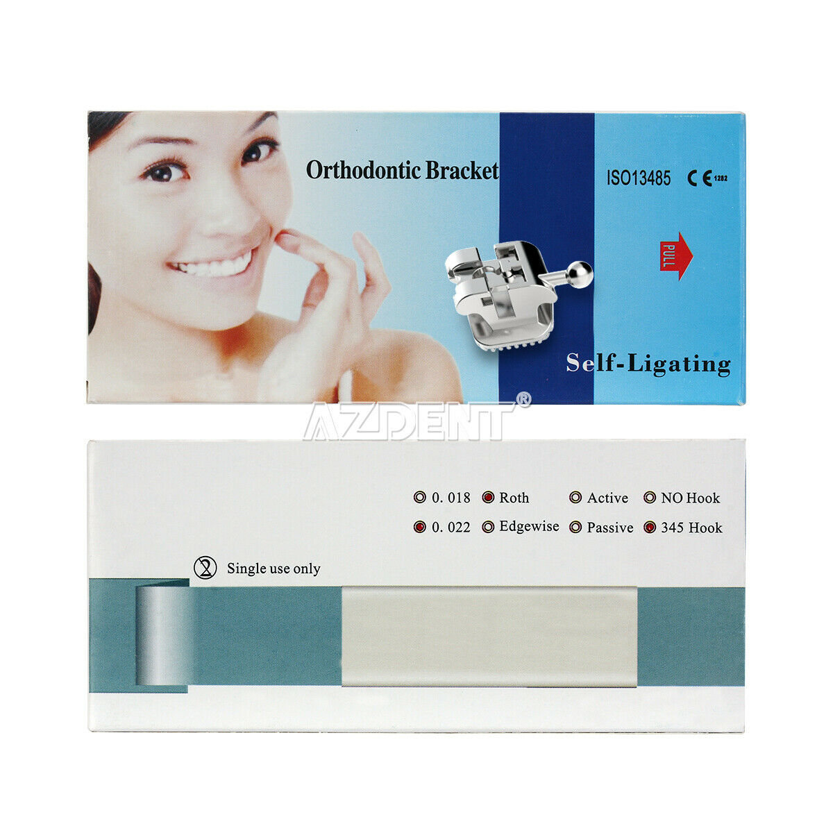 5X Orthodontic Dental Passive Self-Ligating Bracket Braces Roth .022 Hooks 3 4 5