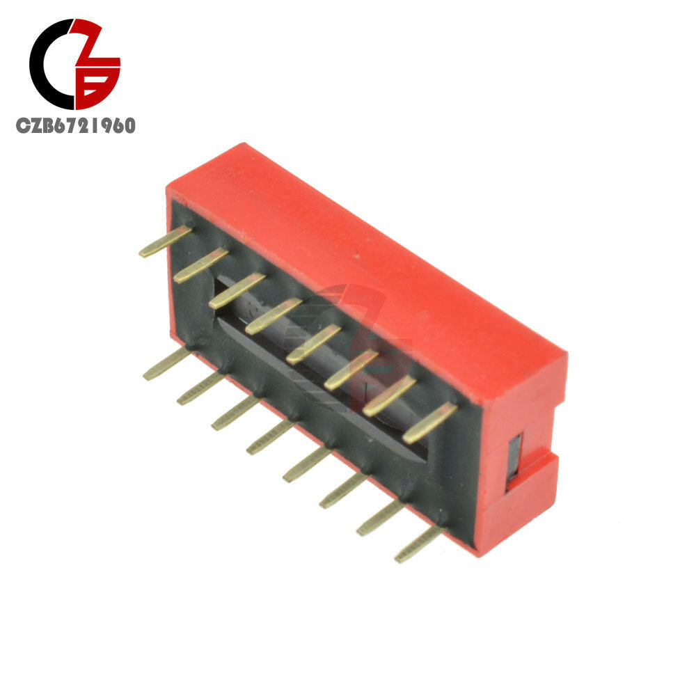10PCS Red 2.54mm Pitch 8-Bit 8-Positions Way Slide Type DIP Switch Module NEW
