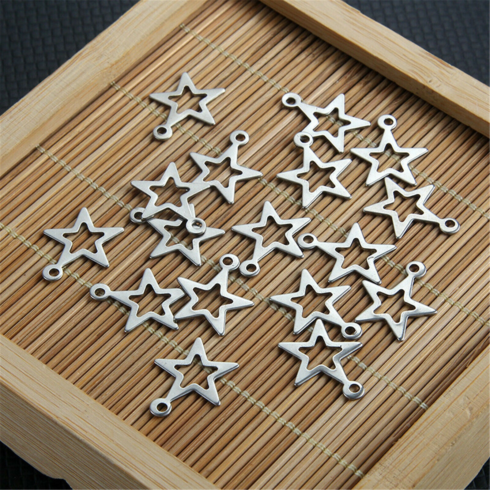 10pcs Stainless Steel Handmade Charms Star Charm Pendants for DIY Jewelry Making