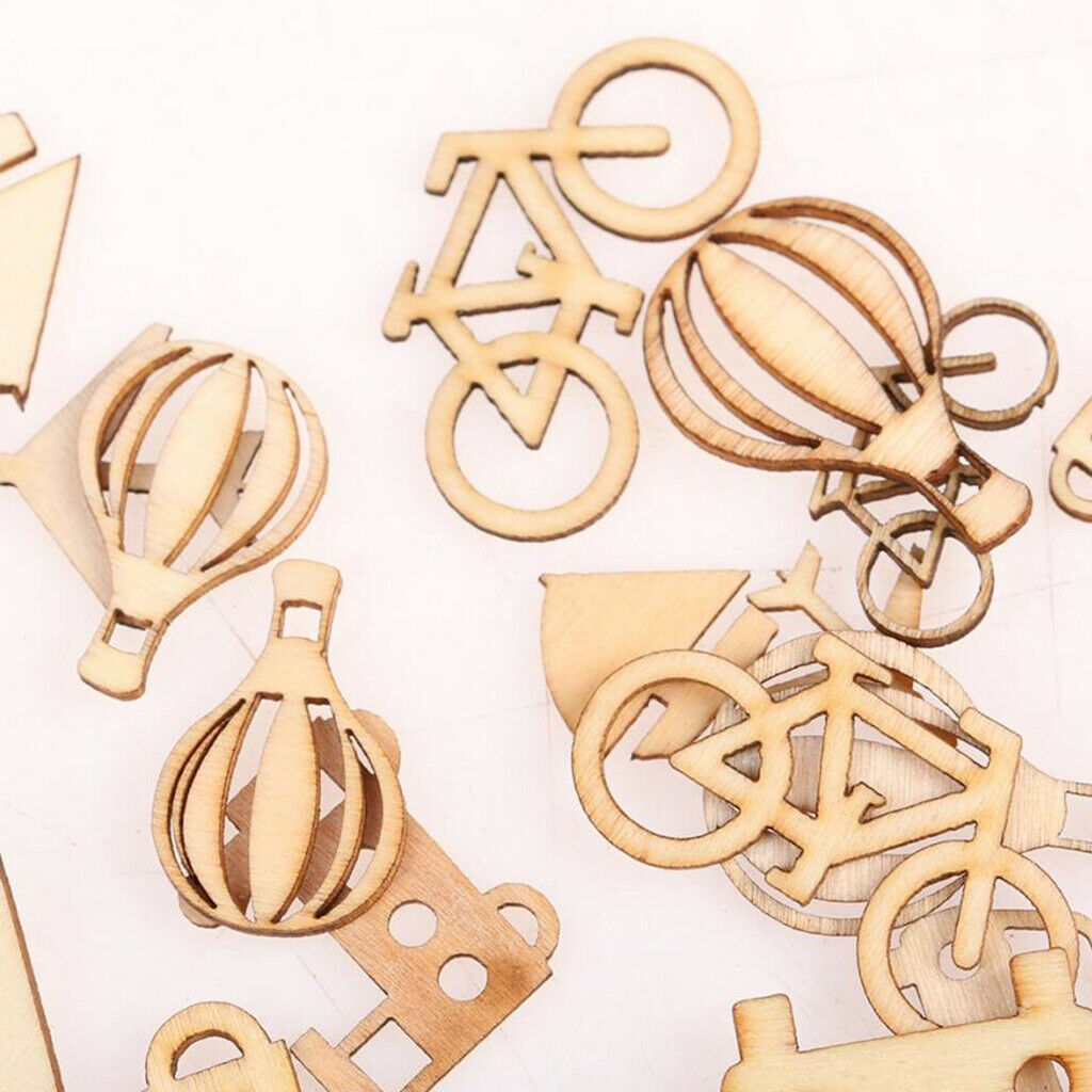 24pcs Cut MDF Wood Vehicle Slices Wood Craft DIY Scrapbooking Embellishment