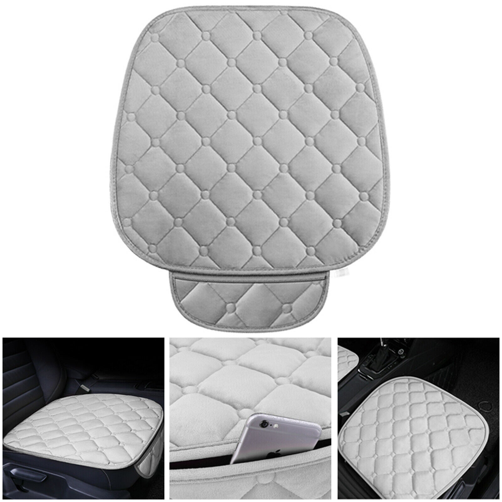 Gray Car Seat Cover Velvet Soft Breathable Mat for Auto Chair Cushion CN