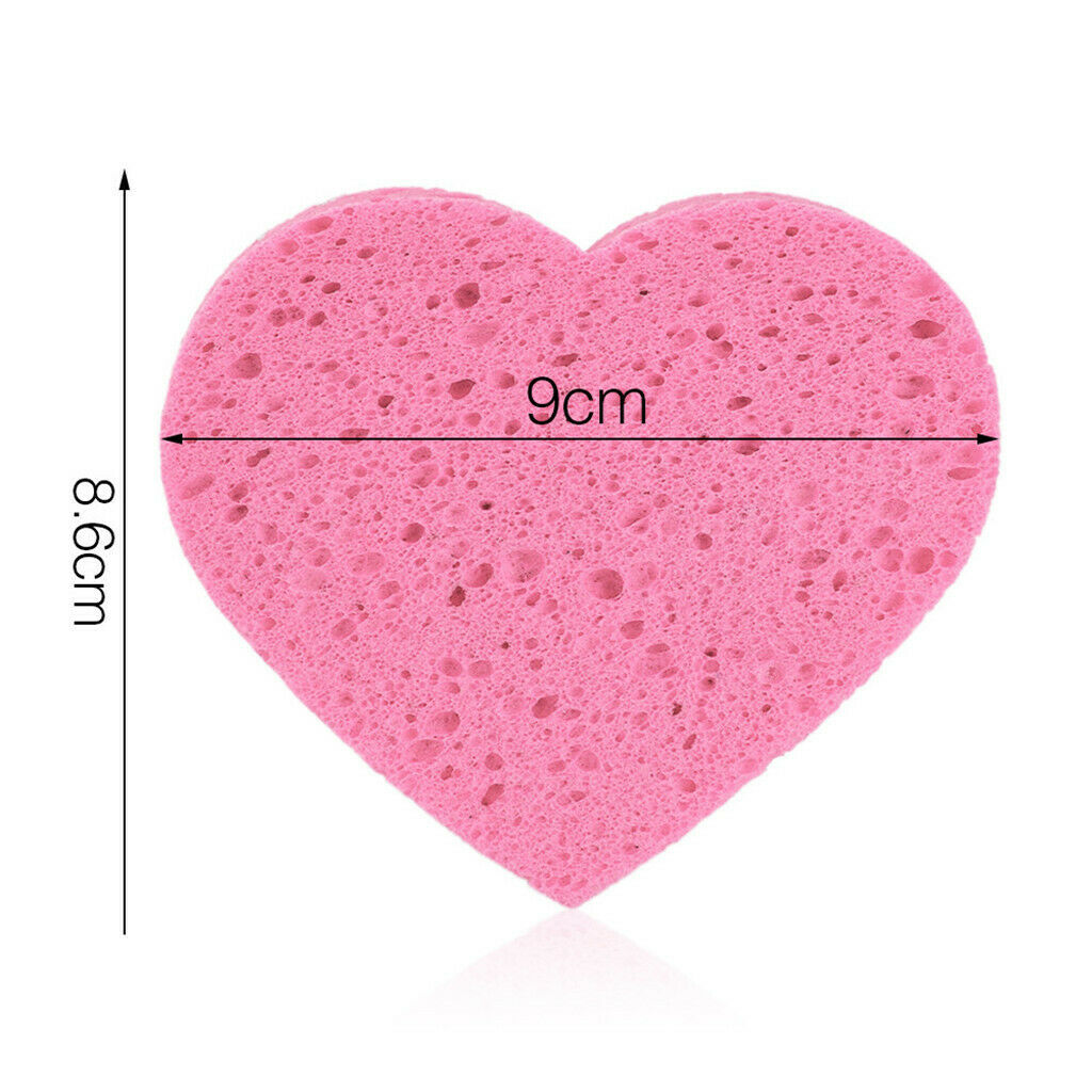5Pcs Heart Shaped Face Cleansing Sponge Washing Pad Makeup Removal Puff Pink