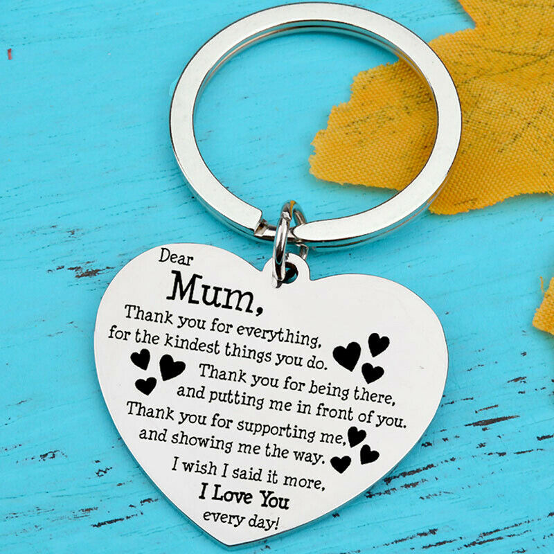 Heart Shaped Engraved Letter keychain love Pendant To best mum Mother's D.l8